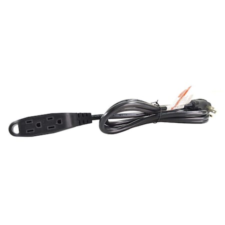 SUPERIOR ELECTRIC 6ft 16 Gauge Extension Cord, 3 Prong Grounded, 3 Outlets, with Low Profile Flat Plug - Black SE1541